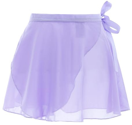 Ballettrock Lila Wickelrock Tanzrock Mädchen Schnür Ballett Wickelrock Fließender Chiffon Tutu Rock für Kleinkinder Teenager Mädchen Ballett Rock Gymnastik Damen