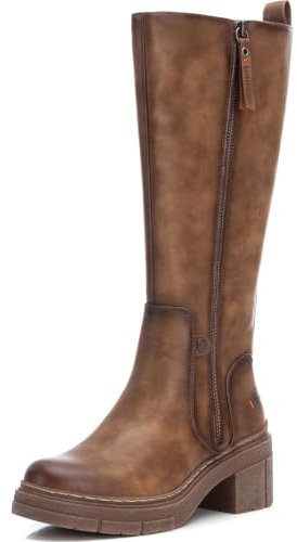REFRESH - Stivale da donna con chiusura lampo, colore: nero, taglia: 37, taupe, 40 EU