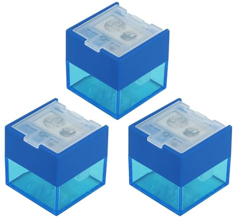 KUM AZ103.76.16-B - Anspitzer mit Behälter Cube M2, blau, 3er Multipack, Doppel-Behälterspitzer