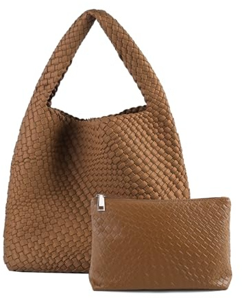 Gewebte Tragetasche für Damen, veganes Leder, handgewebte Handtaschen und Geldbörse, Schultertasche, Top-Griff, All-Match-Unterarmtasche