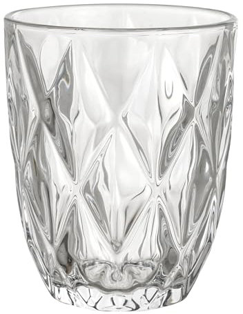 Baroni Home Set 6 pz di Bicchieri in Vetro Decorati con Rifiniture in Rilievo 30 CL, Bicchieri Eleganti Lavabili in Lavastoviglie, 8x8x10 cm, Rombi Grandi