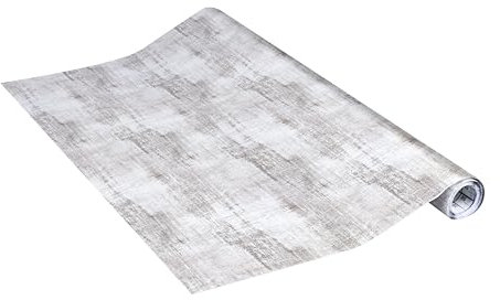 Vénilia Klebefolie Deco Standard, Shabby Holz Grau, 45 cm x 2 m, selbstklebende Möbelfolie, Dekofolie, Küchenfolie, Tapete, PVC ohne Phthalate, Made in EU
