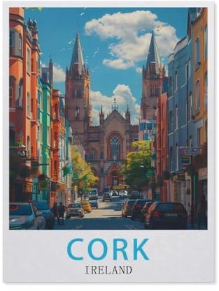 1000 Puzzles Für Erwachsene,Irland-Kork-Vintage-Reiseposter,Freizeit Unterhaltung Kinder Spielzeug Zuhause Dekoration Art Geschenk(50x70cm)-AZ88
