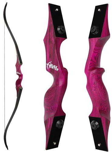 Poearcus 60“ Black Hunter Original Recurve Bogen und Pfeil Set 20-60lbs Links/Rechtshänder Jagdbogen Wettkampfbogen Langbogen für Schießübungen (Recurvebogen rechts, 25 Ibs)