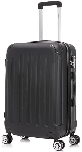 RAYKONG Maleta Mediana ABS 66x43x25cm |71L| 24 Pulgadas |23kg semirígidas candado combinación - Negro