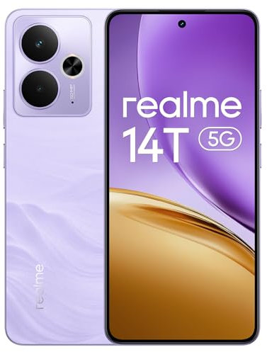 realme 14T 5G Smartphone 8+256GB, Chipset Dimensity 6300, Display Esports AMOLED 120Hz da 6,67, Capacità Super Large da 5260mAh,IP69 Impermeabile,Surf Design, NEXT Ai,Viola fulmineo(Senza adattatore)