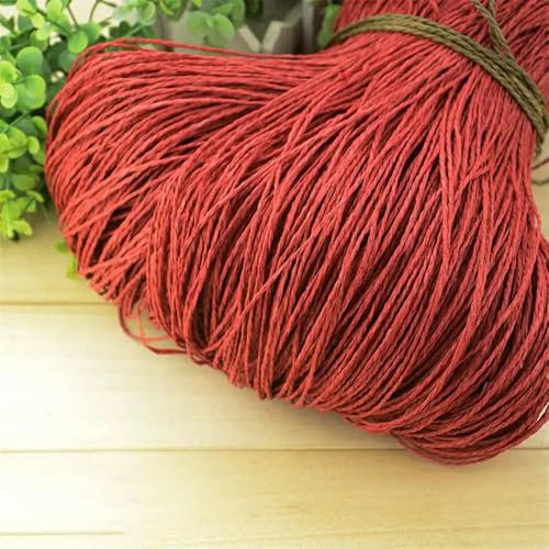 ROCILB 600 Meter 500 g natürliches Bast-Strohgarn zum Handstricken, Häkeln, Sommerhut, Handtasche, Kissen, Körbe, Strickmaterial, DIY-Handwerk