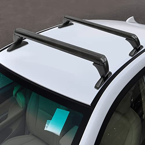 Universal Roof Bars, Roof Rack Cross Bars with Keys, 165.34lbs Adjustable Aluminum Bare Crossbars Car Accessories for Most Or Door Cars Only Black Bars Fit Without Side Rail Crossbars Locks Suv Sedans