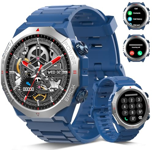 Qecnato Montre Connectée Homme, Smart Watch Homme avec Sommeil, 1.39 HD Etanche IP68 Montre Intelligente Compatible avec iOS et Android, Bleu