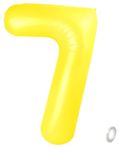 Balorise 40 Zoll Aluminium Luftballon Gelb Zahl 7, Helium Unterstützt, Ballon Nummer 0-9, 10-100 (101cm), große Folienballons Dekoration für Geburtstagsfeier, Hochzeit, Jubiläum