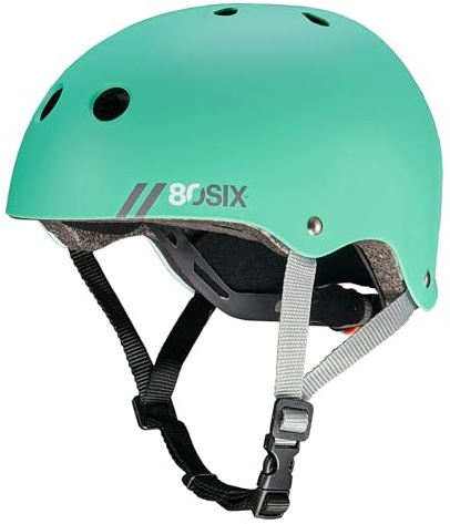 80SIX Skaterhelm Kinder, Verstellbarer Fahrradhelm für Jugendliche und Erwachsene, CE EN1078 Zertifiziert, für Skateboard, Fahrrad, Roller, E-Scooter, 49-61cm
