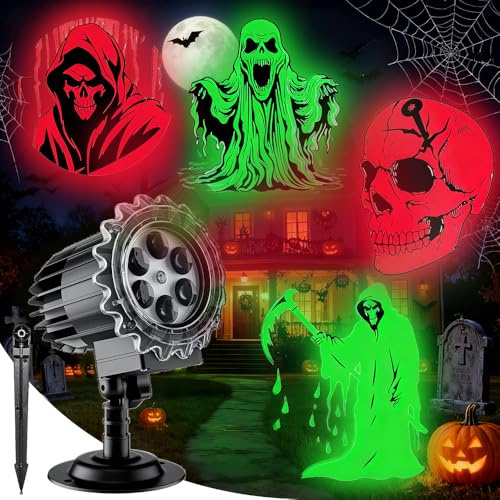 Proiettore di Halloween, decorazione per esterni, 3D, proiettore dinamico per Halloween, lampada di proiezione a LED per esterni, regolazione di 180°, impermeabile, decorazione per pareti, finestre