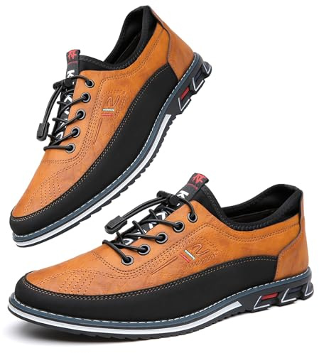 Asifn Hombres Zapatos de Cómodos Cuero Oxford de Negocios con Cordones británicos Casuales para Zapatos de Oficina de conducción clásicos Transpirables