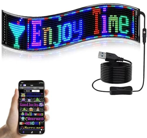 FLAIDO Panneau Affichage LED: Enseigne lumineux - 59x12cm Plaque Lumineuse voiture, Personnalisé Flexible Affichage LED Programmable App Contrôle pour la Magasin,Vitrine,Faire la fête