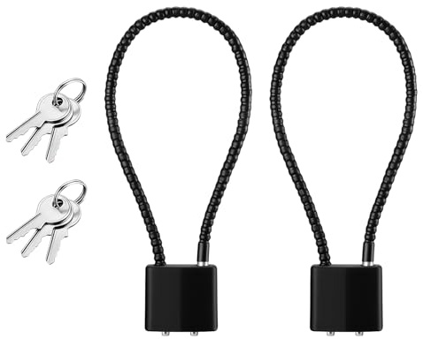 Lot de 2 Cadenas en Corde D'acier, Cadenas à Câble Flexible, Longue Manille