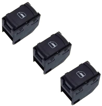 elevalunas Botón Para SEAT LEON TOLEDO 1999-2006, Interruptor De Control Elevalunas Eléctrico, Botón Rojo 9 Pines 1J4959857 3BD959857 Interruptor de Ventanilla(3 PCS)