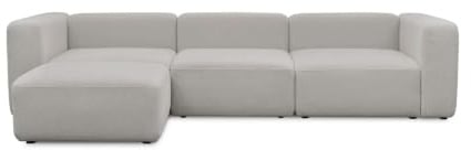 mokebo modulares Sofa 4-Sitzer mit Hocker 'Cubo', Bouclé-Sofa, Wohnzimmer Couch, jederzeit durch Module erweiterbar, kein Aufbau erforderlich, kostenlose Verpackungsmitnahme, Hellgrau