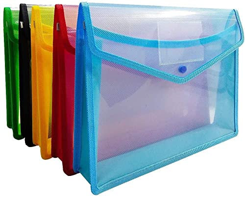 Dokumentenmappe din A4-5 Stück Dokumententasche Sammelmappe Umschlag Mappe mit Druckknopf