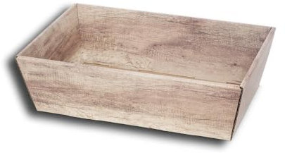 Präsentkorb, Geschenkkorb Wood aus Pappe, 4-eckig mittel, 33 x 19 x 11 cm, 25 Stück