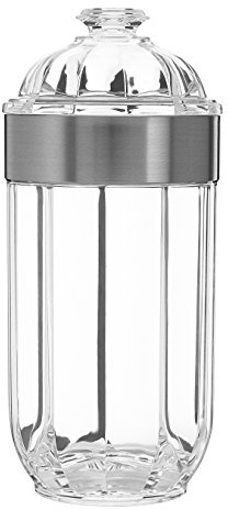 Premier Housewares Clear Canister, Acrylic, Silver, 10 x 10 x 22 cm