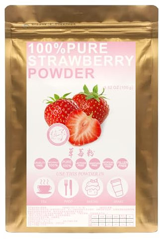 Plant Gift Strwberry Powder, 100% fraises lyophilisées pures, poudre de fraise déshydratée de remplacement, vitamine C, non transgénique, sans gluten, végétarienne 100 g / 3,52 oz