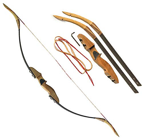 MILAEM 54 Zoll Bogenschießen traditionelle Recurve Bogen Handgemacht 30-50lbs Holz Longbow Jagd Horsebow Rechtshänder Erwachsene Outdoor Sportarten (35 lbs)