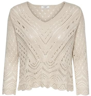 JDY Damen Jdynew Sun 3/4 Cropped KNT Noos Strickpullover, Tapioca, M EU