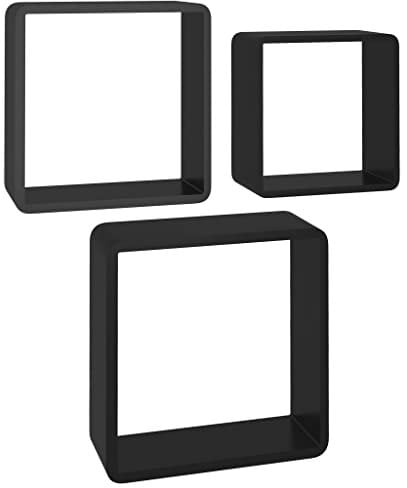 vidaXL Würfelregal 3-TLG. Wandregal Hängeregal Regalwürfel Cube Lounge CD Regal Bücherregal Schweberegal Dekoregal Wandboard Schwarz MDF