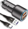Chargeur Voiture Allume Cigare USB pour Xiaomi Redmi Note 13 Pro 5G/12 11 10 9 8 Pro 10S,14T 14C Mi 10T 11 11T Lite Pro 5G,Poco M3/F3/X3,Huawei P30 P40 P20,36W Quick Charge 3.0+2M Cable Type C Rapide