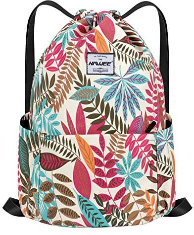 HAWEE Wasserdicht Kordelzug Rucksack mit Innentasche Groß Turnbeutel Kordelzug Tagesrucksack Tunnelzug Tasche Sporttasche Unisex für Frauen Männer Reise Alltag Outdoor Yoga Schule Strand Schwimmen
