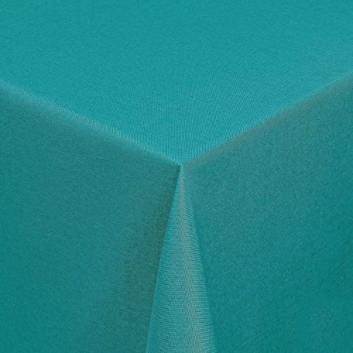 Tischdecke | Petrol/Türkis - Eckig - 130x220cm | Gartentischdecke | Outdoor-Decke | Lotus-Effekt | Leinen-Optik | Schmutzabweisend
