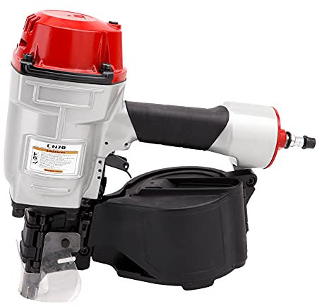 HiwowSport Nail Gun 1-3/4 to 2-3/4 Pneumatic Roofing Nailer,15° Coil Nailer with Safety Goggles