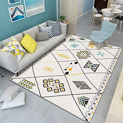 RUGMRZ Tapis Carreau Ciment De Porte Ado Beige Salon Moderne Géométrique Design Plein air Durable Water Wash Carre 40x60cm