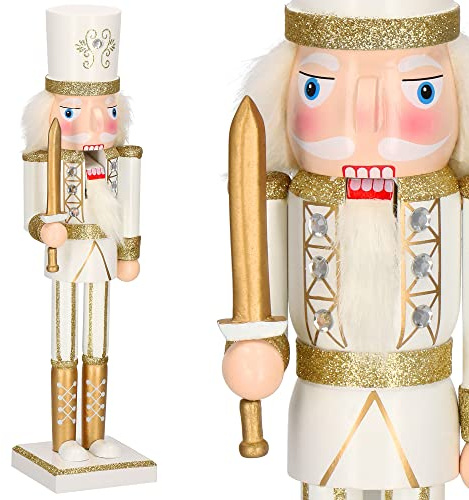 SPRINGOS Nussknacker Figur aus Holz Soldat mit Schwert Höhe: 38 cm Creme Weihnachten Weihnachtsdekoration (Creme, 38 cm)