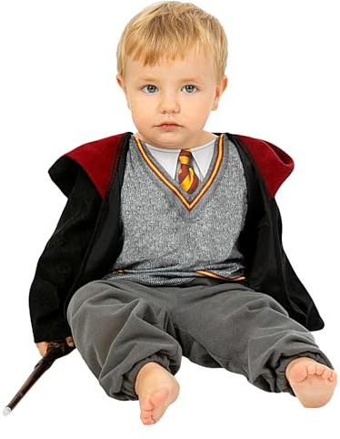 Funidelia Offizielles Harry Potter Kostüm für Babys mit gesticktem Logo, Gryffindor Umhang Neugeborene Hogwarts, Karneval, Halloween und Partys – Größe 12-24 Monate