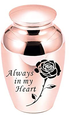 LZHLMCL Urne Katze 70 Mm Kleine Andenken Urnen Für Menschliche Asche Mini Rose Urne Aluminiumlegierung Asche Andenken Aschehalter Roségold