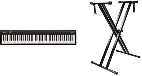 Roland Fp-10 Digital Piano, 88-Key Digital Piano, Portable, Ideal for Home Use & Practise, Black & RockJam RJX29 Double Braced Adjustable Keyboard Stand with Locking Straps, Black