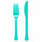Amscan 9915411-207 - Cubiertos mixtos de color verde menta pastel, ecológicos, reutilizables, aptos para lavavajillas, paquete de 24
