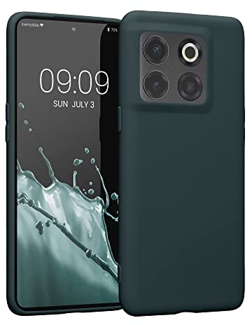 kwmobile Hülle für OnePlus 10T 5G TPU Case - Handyhülle unterstützt kabelloses Laden, Flexible Schutzhülle, gummiertes Cover in Dunkler Schiefer