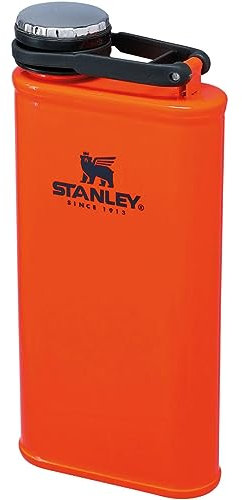 Stanley Classic Wide Mouth Flask 236ml Mit Never-Lose Kappe - Edelstahl Flachmann Mit Weiter Öffnung Zum Einfachen Befüllen Und Einschenken - BPA-Frei - Blaze Orange