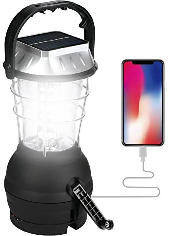 Flintronic Linterna Solar, 5 Métodos de Carga, 3 Modos de Iluminación Ajustable, con Dinamo de Manivela, Linterna Camping LED Recargable Ultra Brillante para Acampar Senderismo Pesca Emergencia