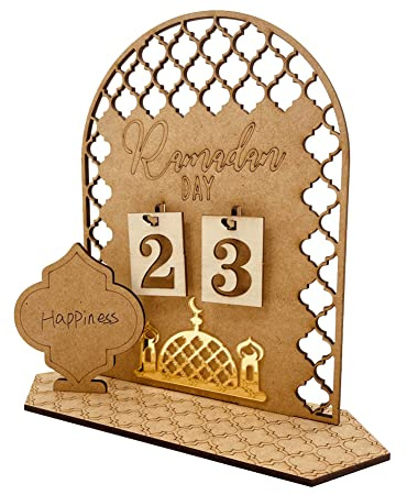 Mioloe Ramadan Kalender, Eid Mubarak Dekoration DIY Holz Ramadan Countdown Kalender Ornament Ramadan Mubarak Dekoration Eid Ramadan Geschenke für Kinder (02)