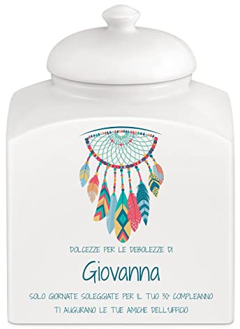 Maverton Biscottiera in ceramica - stampa personalizzata - barattolo da cucina 3 L - protezione ermetica del barattolo per dolci - pensiero speciale per la donna - acchiappasogni