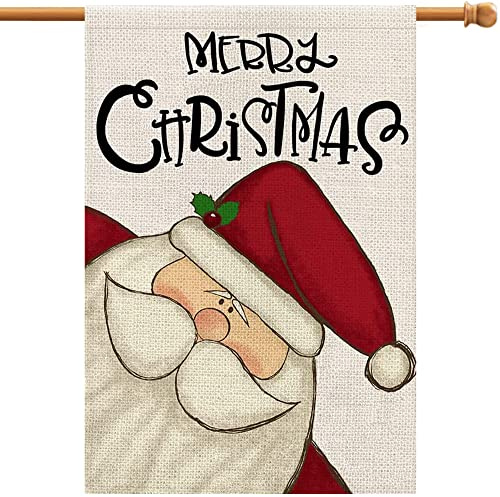 Bandera de casa de Feliz Navidad 2023, banderas verticales de Navidad de doble cara, rústicas, Navidad, invierno, granja, césped, patio, exterior, decoración de bandera decorativa para exteriores, 28