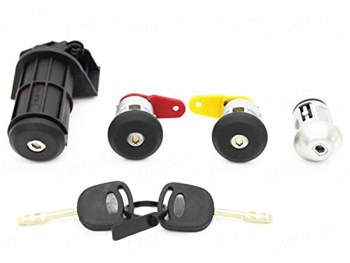 BASII Komplette Türschloss Set 2 Tasten Full Set Passen for Ford Fiesta 1989-2002 Schließzylinder