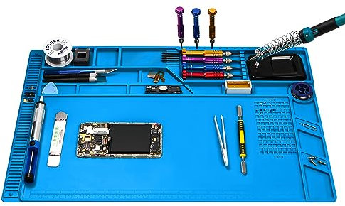 Hochwertige hitzebeständige Silikon-Lötmatte, groß, antistatisch, magnetisch, elektronische Reparatur-Arbeitsmatte für BGA- und Pistolenlötkolben, Werkbank, Handy-Laptop-Reparatur, 55 x 35 cm