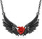 URONE Schwarzer Engel Halsketten Für Frauen 925 Sterling Silber Gothic Halskette Mit Rotem Herz CZ Gothic Schmuck Geschenk Für Männer Mädchen Goth Lover
