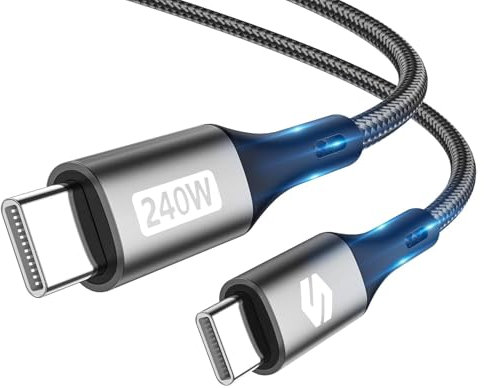 Silkland 240W Cable USB C Carga Rapida 2M, Cable USB C a USB C PD3.1 5A 48V, Power Bank USB C 100W para MacBook Pro/Air, Laptop, iPad Pro/Air, Samsung S23 Ultra S22, Pixel7, Tablet