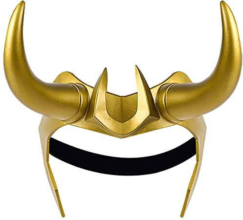 XehCaol Loki Helm Kostüm,Loki Horn Maske Gold Crown Halloween Erwachsene Cosplay Props (double Horn)
