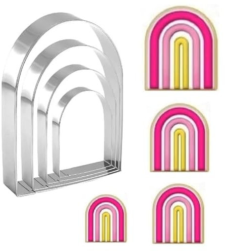 ANCKNE 4-teiliges geometrisches Ausstechformen-Set aus Edelstahl von 5,1 bis 12,7 cm, Kuchenausstecher für die Küche